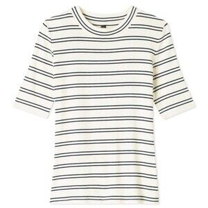 Summersalt The Softest Ribbed Elbow Sleeve Tee Top‎ Black & White Stripe 1XL
